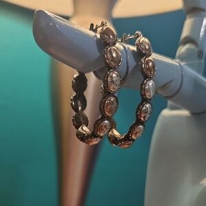 Lucky Brand Two-Tone Ornate Hoop Earrings